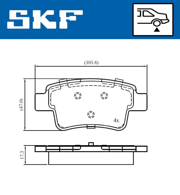 Jeu de 4 plaquettes de frein SKF ref. VKBP 90670
